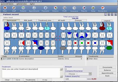Screenshot of Dental software